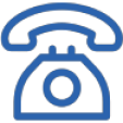 Blue vintage telephone icon on a white background.